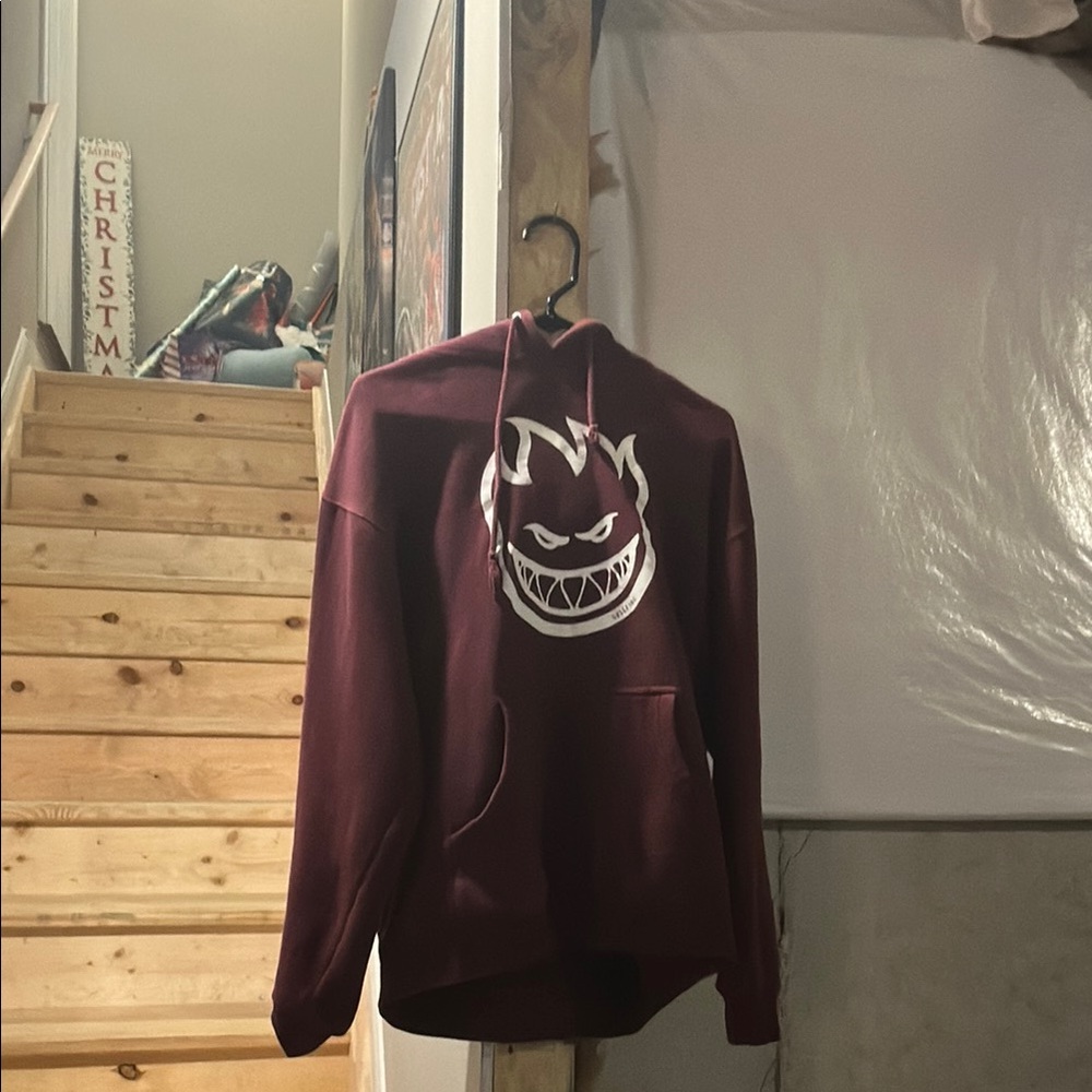 Spitfire Mens Maroon Hoodie with Graphic Design